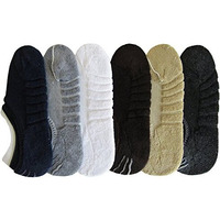 Me Stores Men's Cotton And Spandex 100% Towel Loafer Socks With Anit Ankle Skit Silicon (Pack Of 6 Pairs, Free Size)
