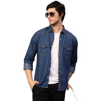 Keshav Srushti Men Blue Slim Fit Solid Spread Collar Casual Denim Shirt Dsm-02-Blue-Xl