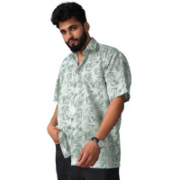 Brown Culture Shirt For Men, Solid Half Sleeves Shirt, Wrinkle Free Mens Shirts, Cotton Printed Shirts, Regular Fit Stylish Mens Shirt, Casual Shirts For Men (Size :M) (Color :L-Green)