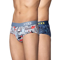 Xyxx Men's Modal Printed (Pack Of 2) R63_Brief_01_2_3_Skyline Cityscape Blue_Xl