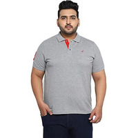 American Crew Men's Polo Collar Grey Melange Regular Fit T-Shirt - 3Xl (Ac3015-3Xl)