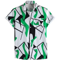 Lookmark Mens Slim Fit Printed Shirt Allan M Green
