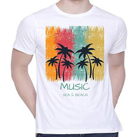 Creativit Graphic Printed Regular Fit T-Shirt For Unisex Music Sea & Beach Tshirt, Casual Half Sleeve Round Neck Regular Fit T-Shirt, 100% Cotton, D00889-3_White_Large