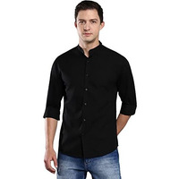 Dennis Lingo Men's Solid Casual Full Sleeves Slim Fit Black Cotton Shirt-C201_2
