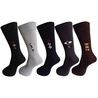 Rc. Royal Class Men's Cotton Calf Length Formal Socks (Multicolour, Free Size) -Pack Of 5 Pairs