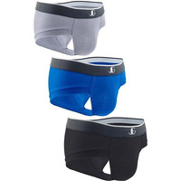 Juari Be A Gentleman Men Cotton Langot Underwear Brief Black Gry Maroon Pack Of 3 (L, Black-Maroon-Grey)