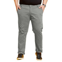 Bigbanana Plus Size Men's Regular Fit Solid Trousers (Lepton-Grey,Grey,8Xl)