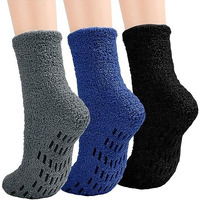 Palay 3 Pair Socks For Men Anti-Skid Socks Home Floor Socks Coral Velvet Socks Warm Winter Thermal Socks Ankle Socksfree Sizemulticolored