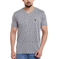 Mack Jonney Men's Cotton Printed V Neck T-Shirt (Grey Melange, Xx-Large)