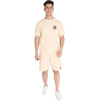 Royalscout MenS Night Suit | Men's Co-Ord Set | Lounge-Wear Nightdress Pajama Set | Summer Night Wear | Solid Plain Casual Pajama Shorts Set | Beach Wear (L, Cream)