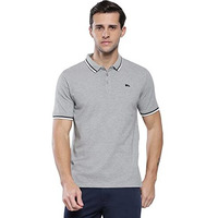 Dennis Lingo MenS Casual Half Sleeves Slim Fit Solid Cotton Polo Neck T-Shirt (Grey, Medium)