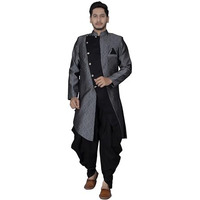 Xepon Mens Black Ethnic Wear Indo Western & Dhoti Set((Black, Xxl Size)