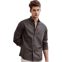 U-Turn Men's Cotton Casual/Semi Formal Slim Fit Printed Shirt For Men Stylish Latest (In, Alpha, Xl, Brown)
