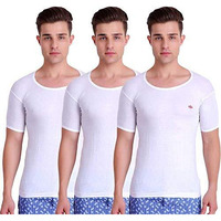 T.T. Mens Titanic Halfsleev Vest Pack Of 3 White