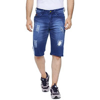Campus Sutra Men's Boyfriend Shorts (Azz20Jn_Short1L_M_Pln_Nbu_Az_Blue