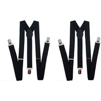 Clothera Pack Of 2 Adjustable Elastic Y Back Style Suspenders For Men - Black
