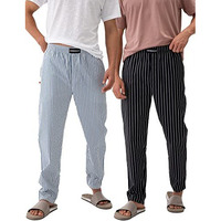 Damensch Men Stretch Pyjama Pants - Snooze Black,Siesta Stripes - Medium