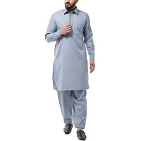 Sojanya (Since 1958 Men's Cotton Blend Grey Pathani Kurta With Salwar Set Size Xl