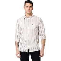 Cantabil Cotton Striped Full Sleeve Regular Fit Beige Casual Shirt For Men With Pocket | Cotton Casual Shirt For Men | Casual Wear Shirts For Men (Mshc00713_Ecru_40)