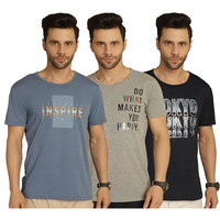 Mack Jonney Printed Multicolor Round Neck Cotton Half Sleeves Tshirt For Men(Pack Of 3)-Mack635343