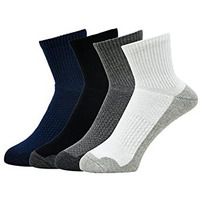 Balenzia Men's Cushioned High Ankle Sports/Gym Socks (Free Size) Made With 100% Cotton & Spandex. Pack Of 4 (Multicolour) | Terry/Towel Ankle Socks For Men.