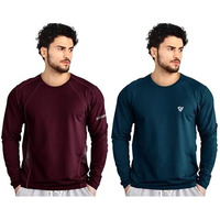 Noble Monk Men's Regular Fit T Shirt (Combo Pack Of 2) |Full Sleeves |Round Neck |Casual Tshirt For Men