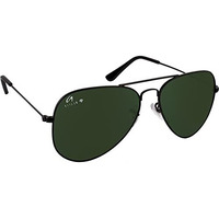 Aislin Toughened Glass Aviator Unisex Sunglasses - (Dark Green G-15 Lens | Black Frame | Medium Size | Rb3025)
