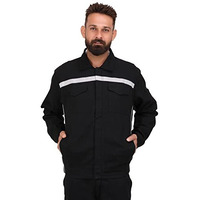 Club Twenty One Workwear Men's Safety Cotton Standard Length Jacket With Reflective Piping (Jkt_1008_Black_Xxl)