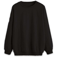 Mack Jonney Black Solid Round Neck Cotton Fleece Sweatshirt For Men-Vmack639213