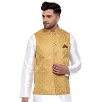 Jompers Mens Waistcoats/Nehru Jeckets. (Golden, L)
