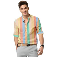 Dream Crushers Men's Cotton Multicolor Shirt Kurta For Men Stylish Regular Fit Full Sleeve Mens Shirt Kurta (L, Musterd)