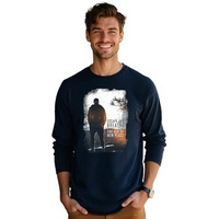 Bewakoof Men's Make Tracks Graphic Print Blue Round Neck Long Sleeve T-Shirt