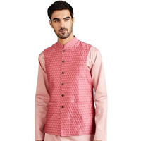 Amazon Brand - Symbol Men's Nehru Jacket With Band Collar & Button Closure L.Pink1 L