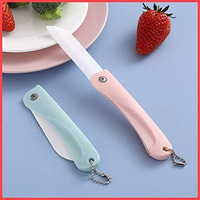 Wolpin Ceramic 1 Pc Kitchen Knife Blade Knife Portable, Travel Fruit Vegetable Knife Non-Slip Handle With Blade Cover, Blue
