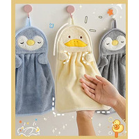Wolpin Microfiber Hand Towel (37 X 25 Cm) Face Towel Ultra Soft Super Absorbent Towel For Men & Women, Kids, Bathroom Kitchen Napkin Hanging Washbasin (Blue Penguin)