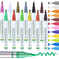 Amitasha 12 Art Markers Acrylic Paint Pens Colour Set For Rock Wood Painting, Art Craft Calligraphy Drawing Glass Fabric, Journal, Doodling, Writing Book, Perfect For Sketching