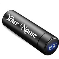 Aartisan Your Name Temperature Stainless Steel Water Bottle With Smart Lcd Touch Screen, Double Wall Vacuum Flask, Stay Hot & Cold For 24 Hrs (Matte Black-500Ml) Gym, Gift, Doctor, Outdoor Flask,