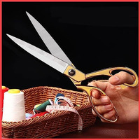 Wolpin Cloth Scissors Tailor Scissor For Cloth Cutting, Gold Multipurpose Stainless Steel Fabric Cutting Tool, 10.5 Inch Long