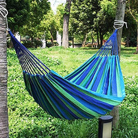 Dipdey Portable Swing Cotton Stripe With Strong Hammocks Rope Beach Sleeping Bed Backpack Spreader Bar Tree Hanging For Travel Garden Striped Ultralight Outdoor Jula Camping Hammock (Multicolor)-Set 1