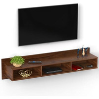 Bluewud Coober Engineering Wood Wall Mount Tv Entertainment Unit Set Top Box Stand/Tv Cabinet With Shelves For Books & Dcor Display Unit Large Upto 50 Inches (Brown Maple)