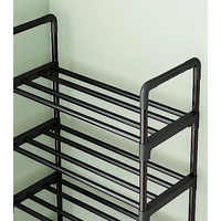 Wolpin Multi-Purpose 3 Shelves Shoe Stand Rack Shelve Storage Rack Steel Dust-Proof For Footwear, Black