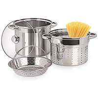 Pristine Stainless Steel Multi Purpose Steamer Set With Glass Lid/Steamer/Modak/Momo Maker With Glass Lid 5Qt / 4.7Ltrs, 2 Inner Pcs (4 Piece, Silver)