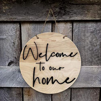 Shraddha Saburi Artwork Round Sign, Wood Sign, Tin Sign, Welcome To Our Home, Door Decor, Door Decoration, Wall Decoration, Wall Dcor | Door Hanging | Wall Hanging | Welcome Sign, Wall Art (10.5 X 10.5 Inch) Home Decoration