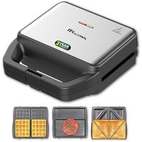 Trutrtl 3-In-1 Grill, Sandwich, Waffle Sandwich Maker | Removable Plates With German Greblon Non Stick Coating | 800W | Auto Cut-Off | Silver