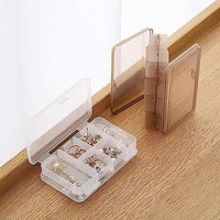 Wolpin 1 Pc Jewellery Case Organiser With Adjustable Dividers 10 Grid, Storage Box Case Makeup Home Organizer, Transparent (Double Sided, Plastic White)