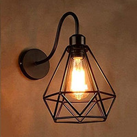 Groeien Antique Decorative Diamond Cage Wall Lamp Pendant Hanging Indoor Outdoor Light (Black, Bulb Not Included,Metal)