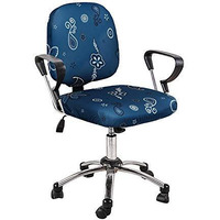 Cortina Corporate Office Chair Covers | Removable Chair Protector | Executive Rotating Chair Seat Case | Stretchable Elastic Polyester Spandex Fabric | Floral Print  Blue 1 | Chair Cover Set Of 1