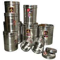 Kitchen Next (Muke Stainless Steel Dibba Kitchen Storage Container Food Grade Dabba 500Ml To 5Kg, 9Pcs,Silver