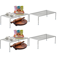 Cri8Hub Pack Of 4Pcs Stainless Steel Kitchen Dish Rack Expandable Storage Shelves For Kitchen Cabinets Multipurpose Organizer Extend With Anti-Rust Nano Coating (Pack Of 4), Storage Rack