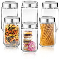 Treo By Milton Cube Storage Glass Jar, Set Of 6, 1800 Ml Each, Transparent | Bpa Free | Storage Jar | Kitchen Organizer Modular | Multipurpose Jar